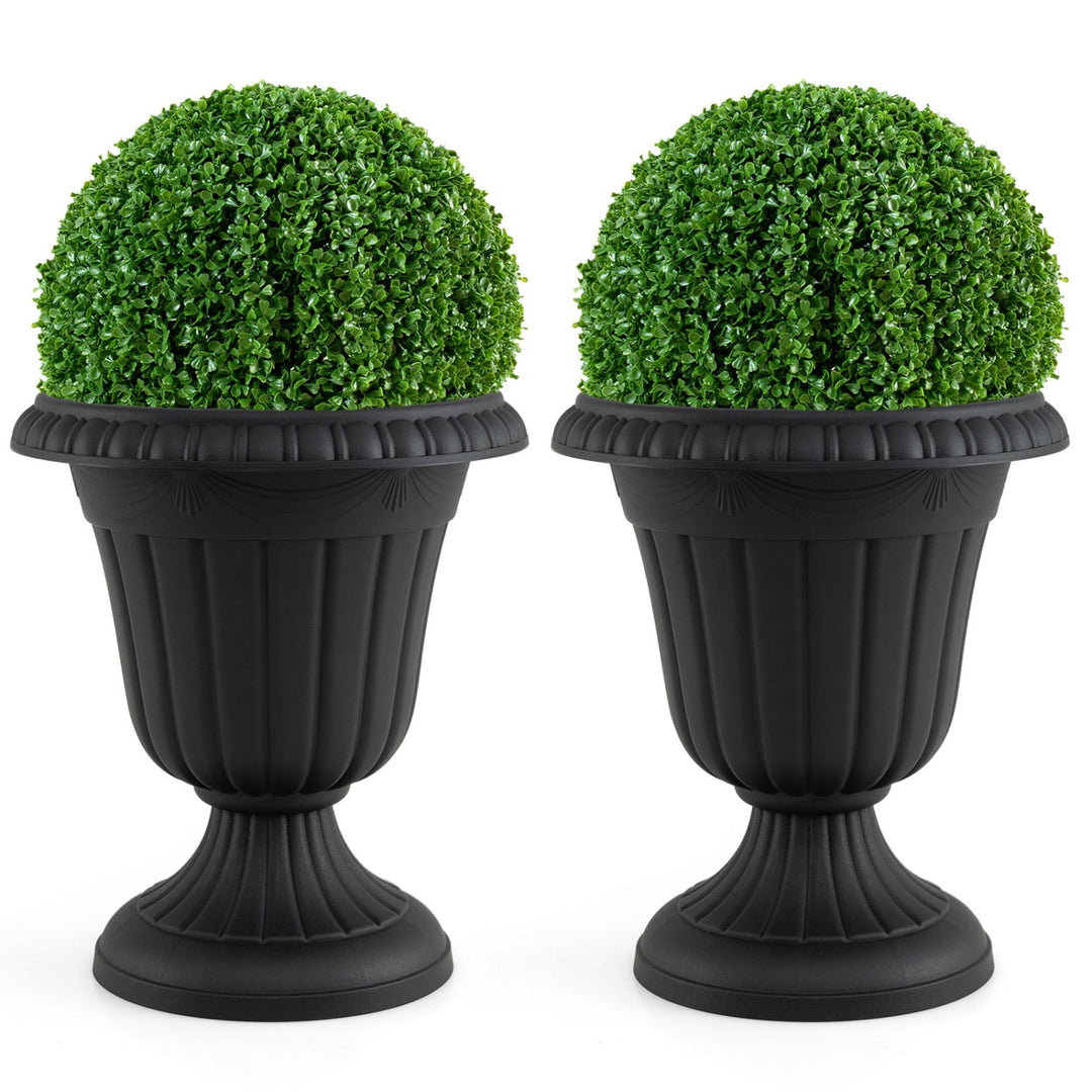 18-Inch Tall Urn Planters Set of 2 with Pedestal Base