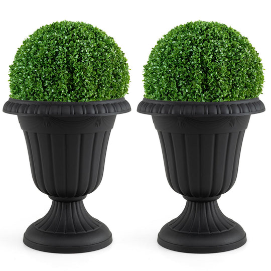 18-Inch Tall Urn Planters Set of 2 with Pedestal Base