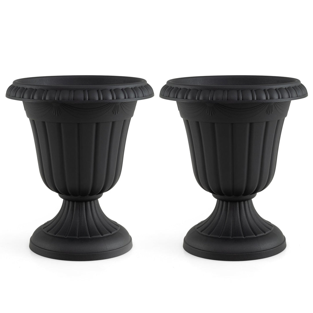18-Inch Tall Urn Planters Set of 2 with Pedestal Base