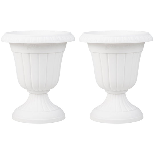 18 inch Tall Vintage Planters Set of 2 with Pedestal Base and Pre-marked Drain Hole