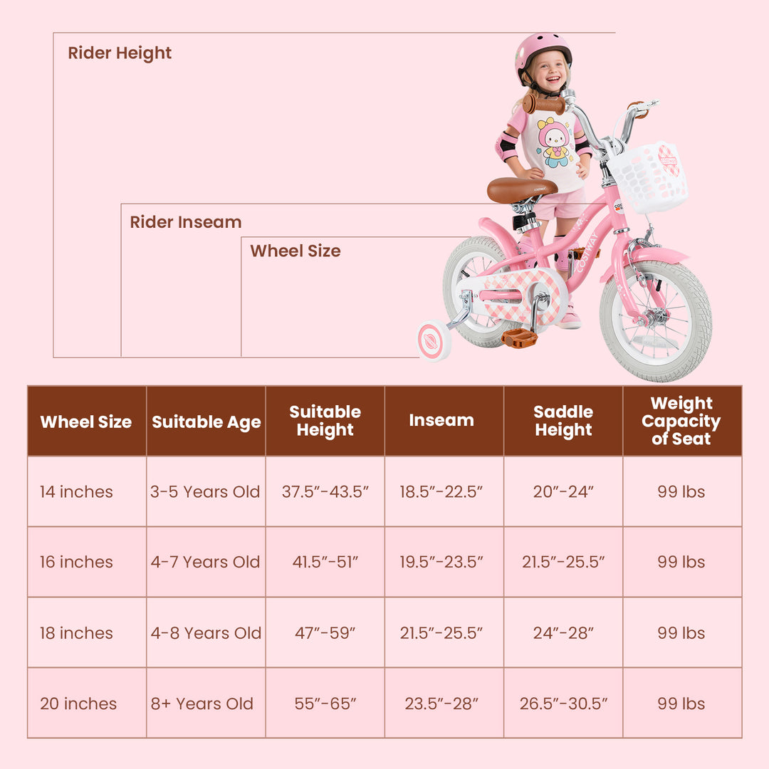18 Inch Kids Bike with Training Wheels and Basket for Boys Girls 4-8 Years Old-18 inches