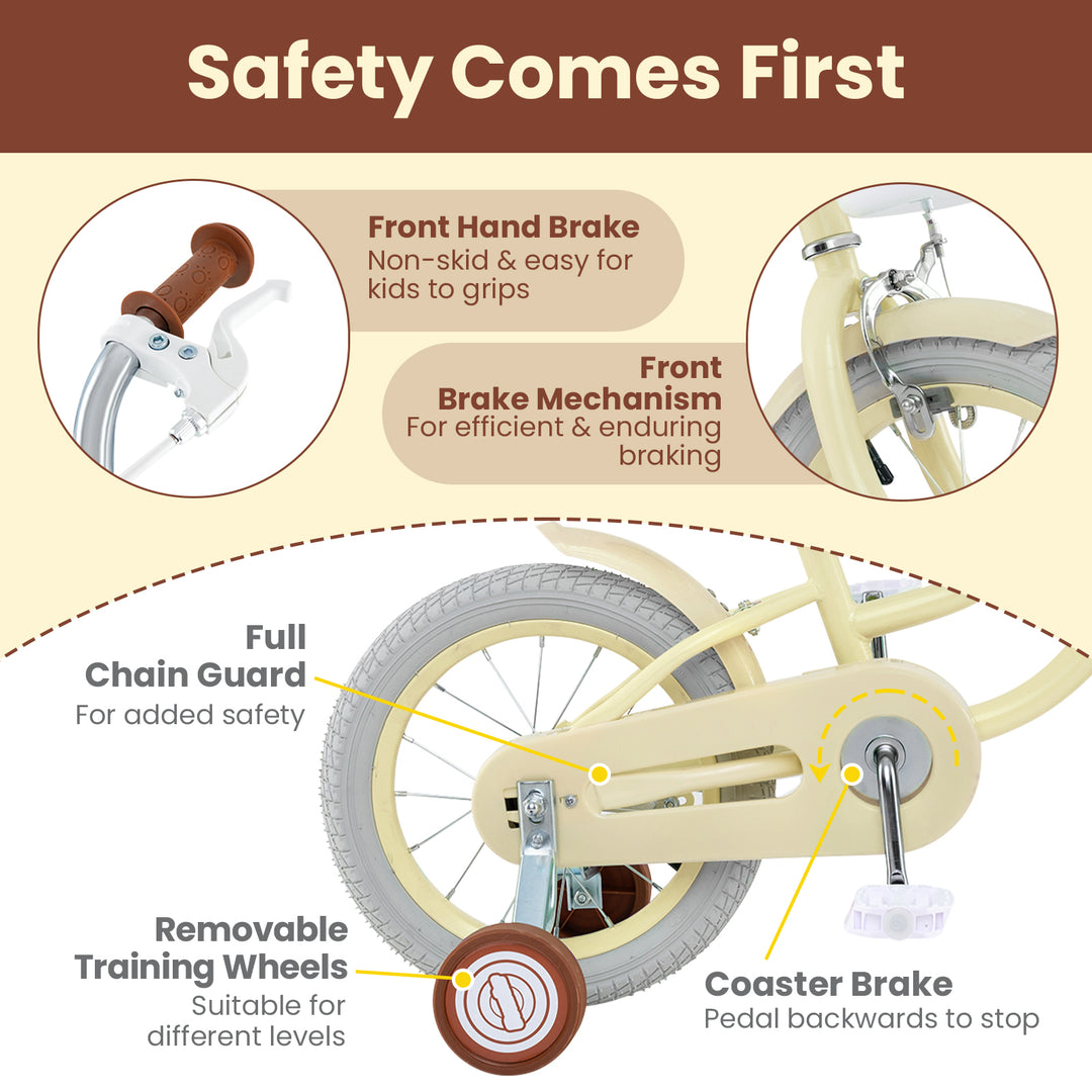 14/16/18 Inch Kids Bike Adjustable with Training Wheels Ages 3-8 Years Olds-18 inches