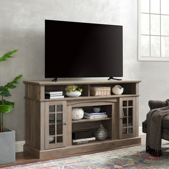58" TV Stand with Glass Door Cabinets for TVs up to 65"