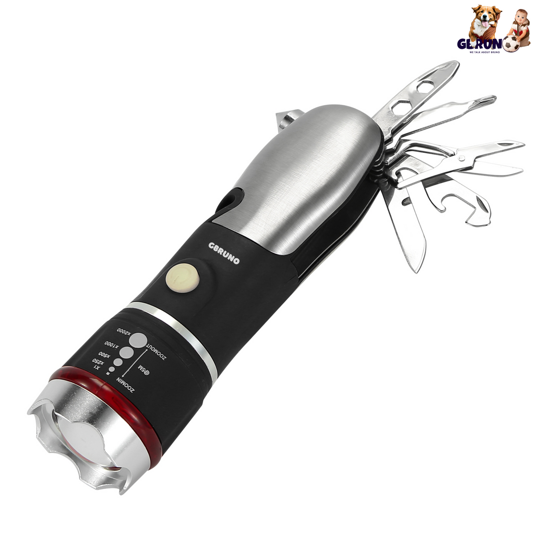 GBruno 8 In 1 Multi Tool Hammer Zoomable LED Flashlight