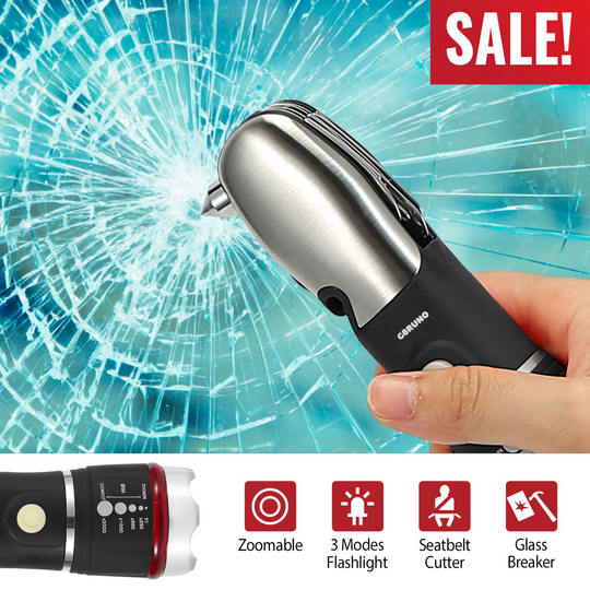 GBruno 8 In 1 Multi Tool Hammer Zoomable LED Flashlight