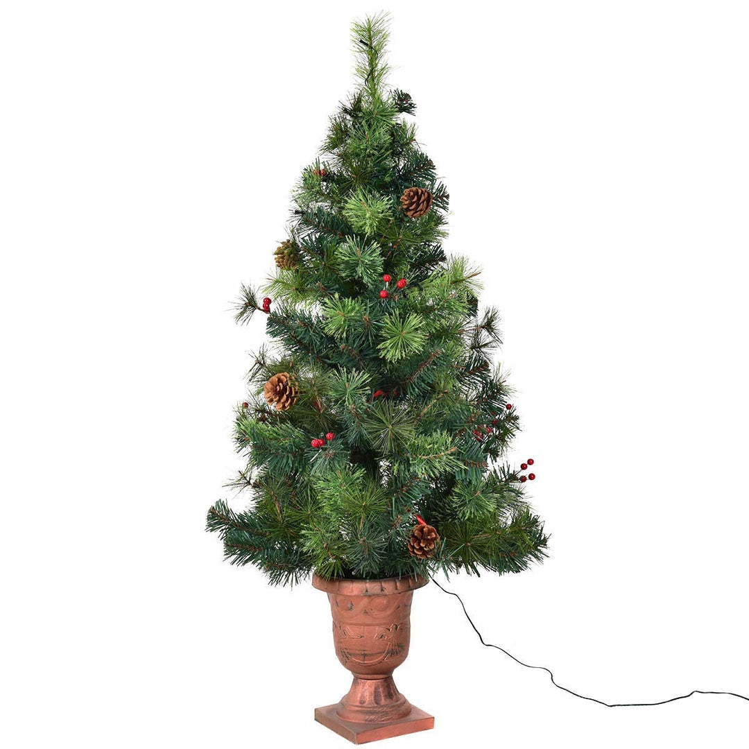 LED Christmas Tree with Red Berries Pine Cones