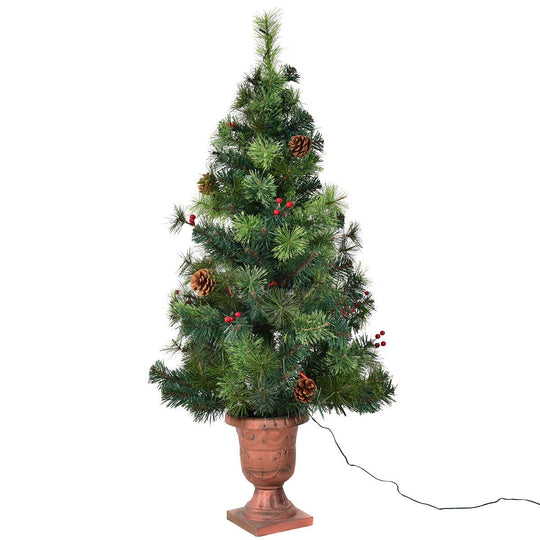 LED Christmas Tree with Red Berries Pine Cones