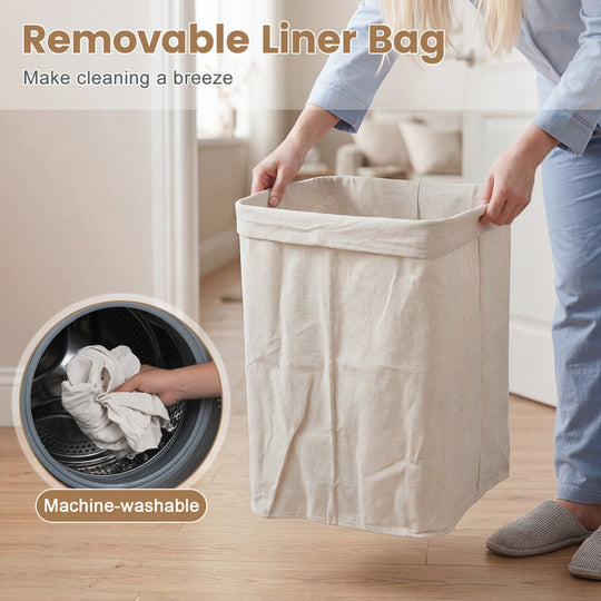 19 Gallon Bamboo Laundry Hamper with Removable Liner