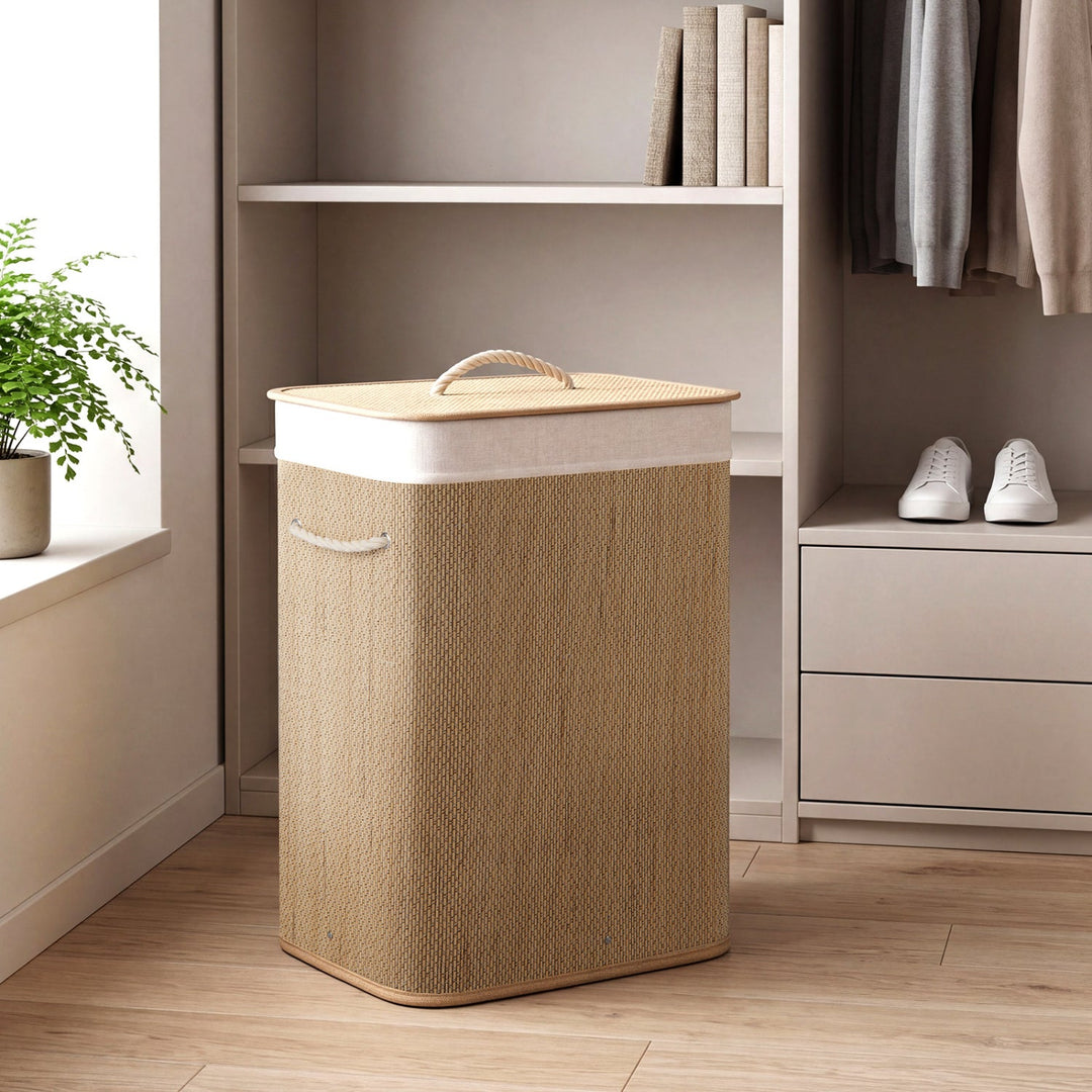 19 Gallon Bamboo Laundry Hamper with Removable Liner