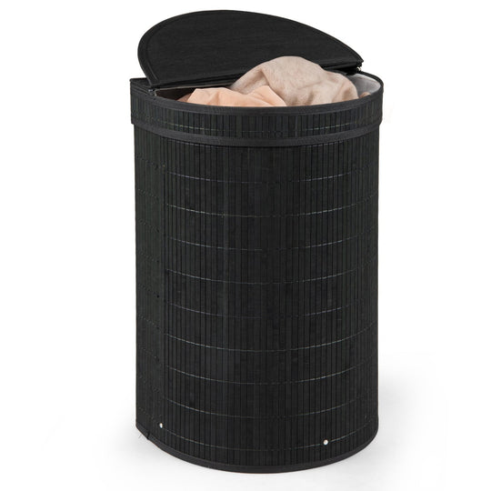 19 Gallon Bamboo Laundry Hamper with Zippered Lid
