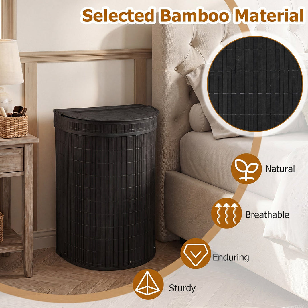 19 Gallon Bamboo Laundry Hamper with Zippered Lid