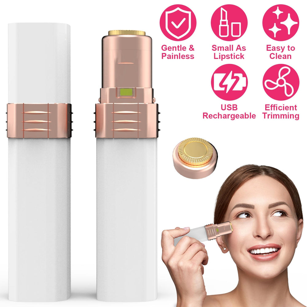 Flawless Facial Hair Remover Painless Facial Hair Epilator USB Rechargeable Women\'s Face Shaver with LED Light for Lip Chin Arms