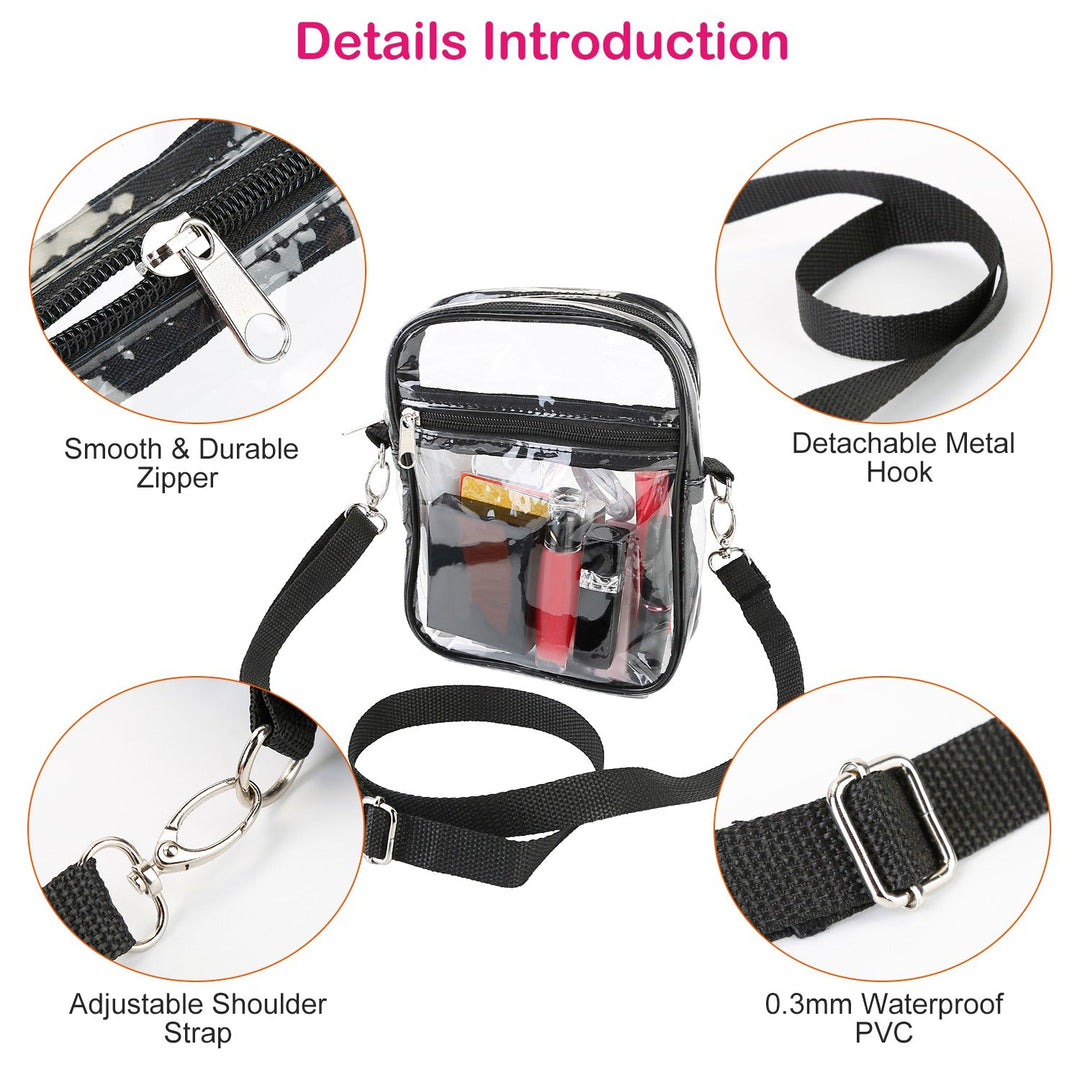 Clear Crossbody Bag Stadium Approved Clear Purse Transparent Small Shoulder Bag See Through Zip Pouch Tote Bag Handbag 44OZ w/ Adjustable Strap