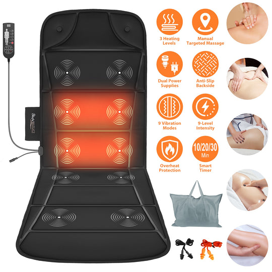 Full Body Vibration Massage Mat with Heat & 10 Motors