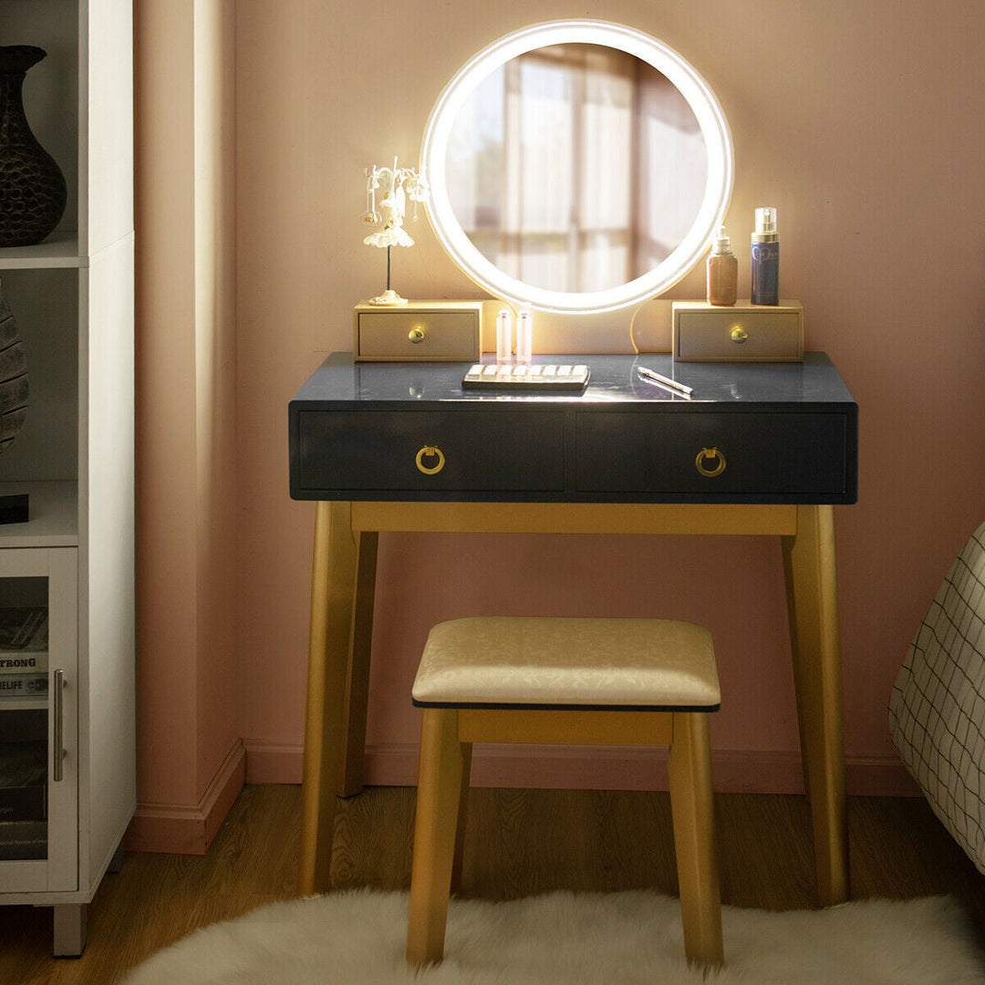 Makeup Vanity Table Set 3 Color Lighting Dressing Table