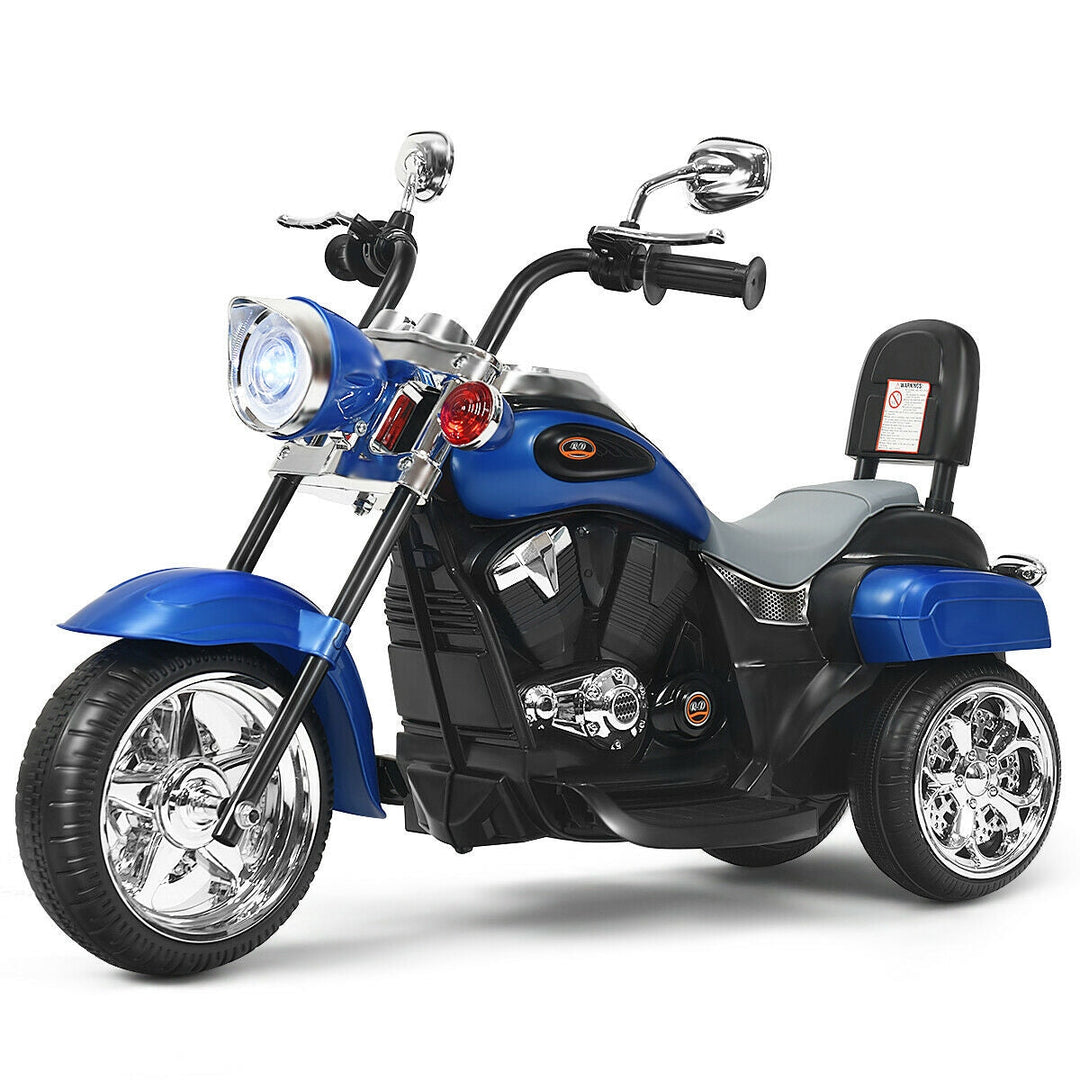 6V Powered Toddler 3-Wheel Motorbike Ride On Toy with Horn and Headlight-Black and White