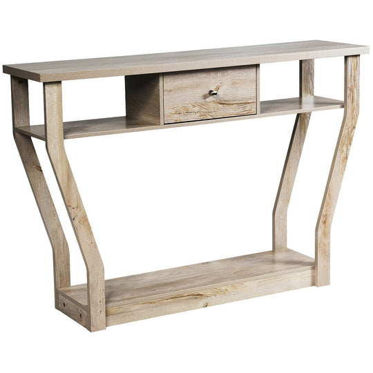 Curved Frame Modern Console Table with Storage Drawer for Entryway