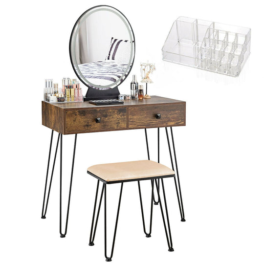 Industrial Makeup Dressing Table with 3 Lighting Modes