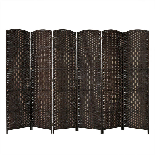 6.5Ft 6-Panel Weave Folding Fiber Room Divider Screen