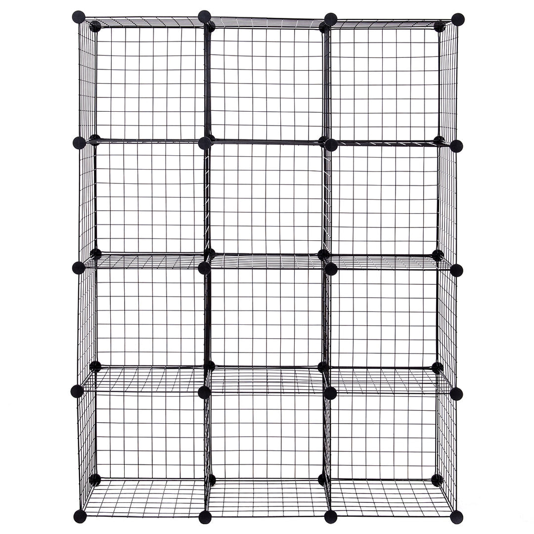 12-Cube Wire Storage Organizer 42" x 14" x 56" Metal Grid