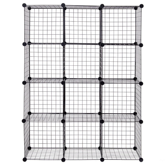 12-Cube Wire Storage Organizer 42" x 14" x 56" Metal Grid