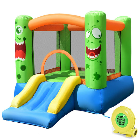 Inflatable Castle Bounce House Jumper Playhouse with Slider for Kids