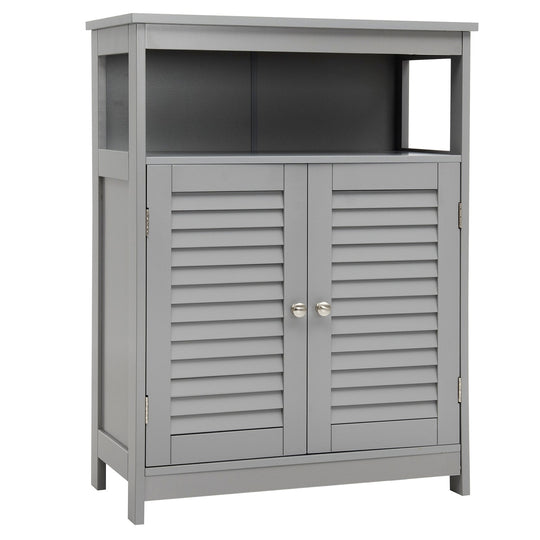 Wood Freestanding Bathroom Storage Cabinet with Double Shutter Door