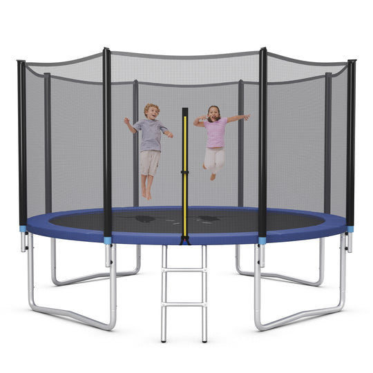 8/10/12/14/15/16 Feet Outdoor Trampoline Bounce Combo with Safety Closure Net Ladder-14 ft