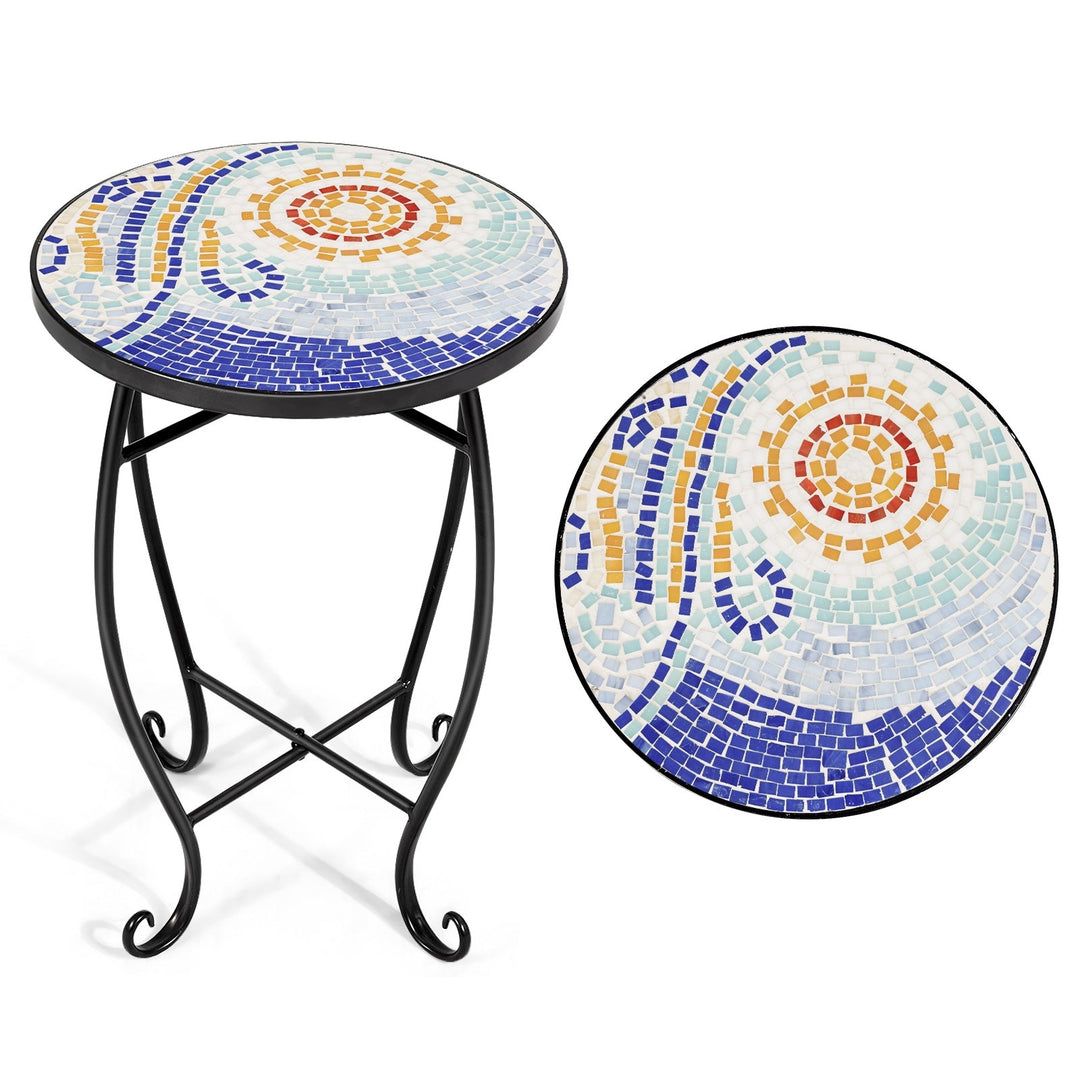 Outdoor Indoor Steel Accent Plant Stand Cobalt Table