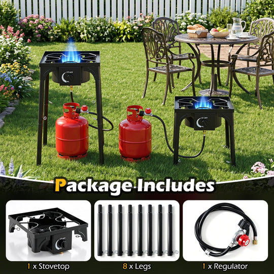 Propane Camping Stove 80000 BTU Single Burner with Regulator