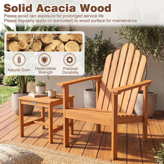 Stackable Adirondack Chairs - Solid Acacia Wood (2-Pack)