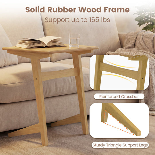 C-Shaped End Table Set of 2 with Wood Veneer Top
