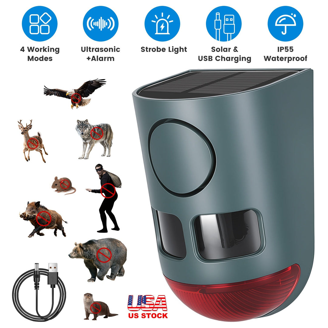 Solar Animal Repeller with Motion Sensor & Ultrasonic Sound