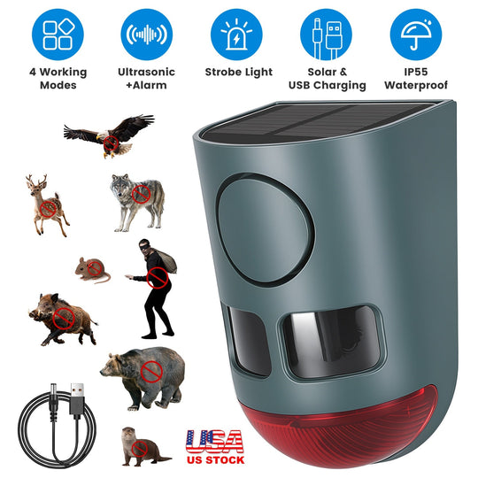 Solar Animal Repeller with Motion Sensor & Ultrasonic Sound