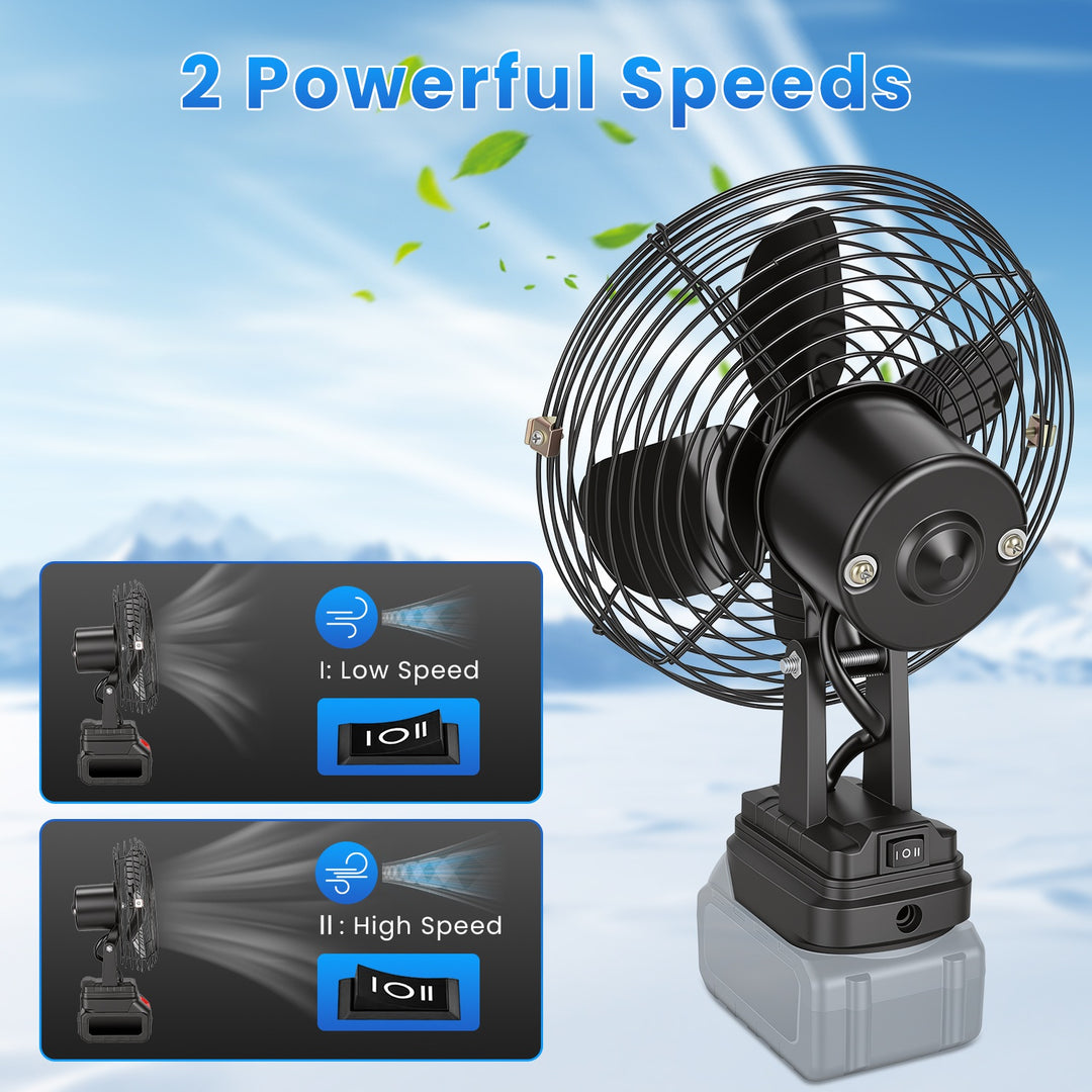 Portable Jobsite Fan 9" Compatible with Makita 21V Battery
