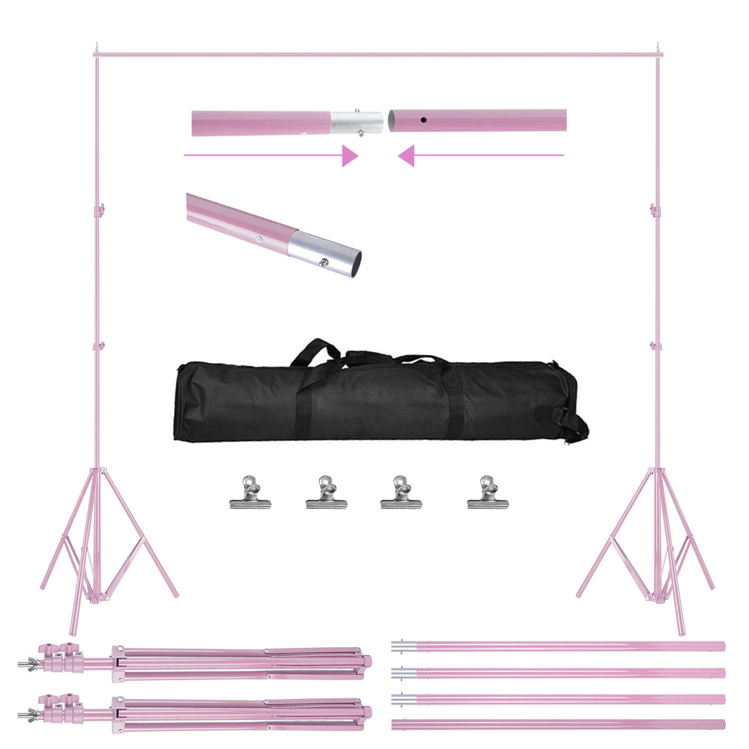 6.5 x 10ft Photo Video Studio Backdrop Background Stand Adjustable Heavy Duty Photography Backdrop Support Stand Set wit