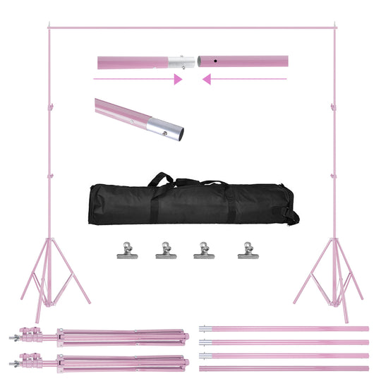 6.5 x 10ft Photo Video Studio Backdrop Background Stand Adjustable Heavy Duty Photography Backdrop Support Stand Set wit