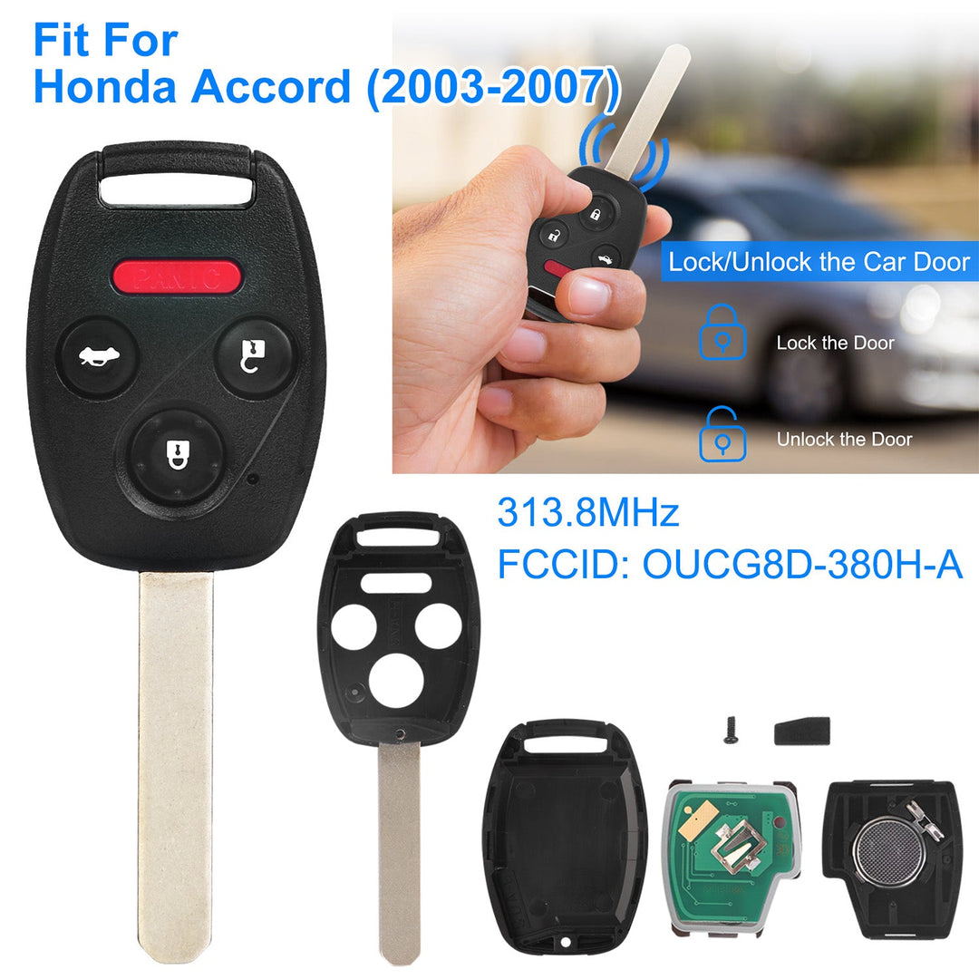Fit For Honda Accord 2003-2007 Remote Keyless Entry Shell Button Car Key Fob Uncut Key Cover Case OUCG8D-380H-A FCCID 313.8MHz Frequency