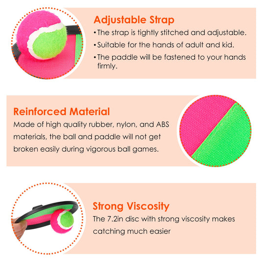 3Sets Toss and Catch Ball Throw Catch Ball Paddle Outdoor Ball Game Catch Game Beach Game