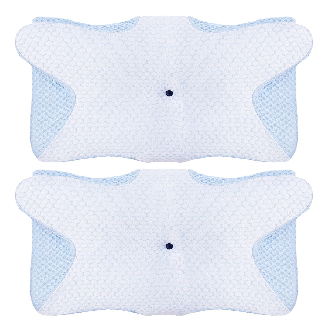 2Pcs Memory Foam Pillow Neck Support Pillow for Pain Relief Sleeping Ergonomic Contour Orthopedic Support Side Back Stomach Sleeper
