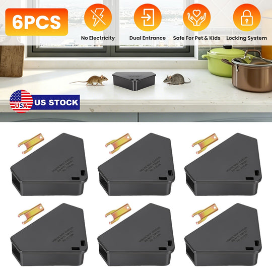 Mouse Bait Station 6-Pack with Keys - Tamper Resistant