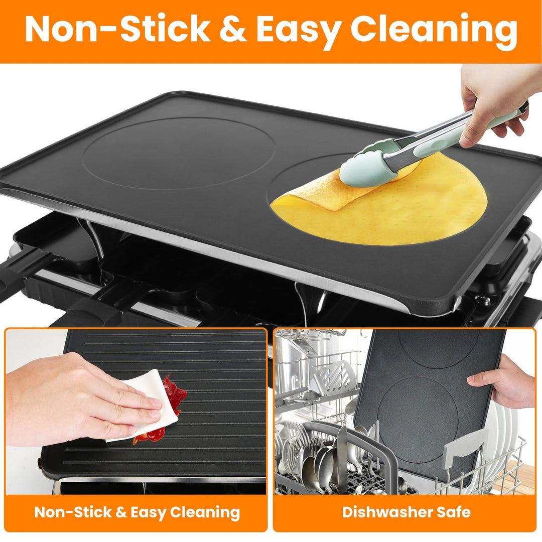 Raclette Grill for 8 People with Reversible Non-Stick Griddle
