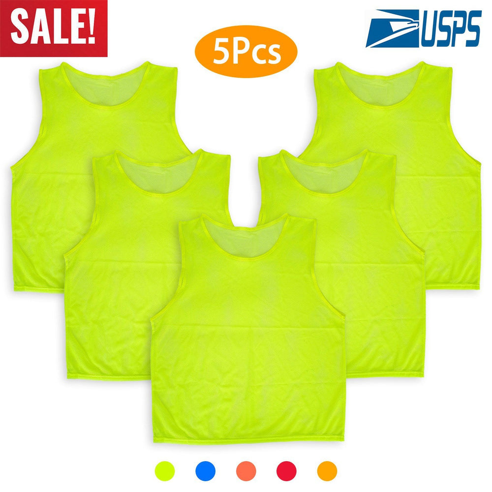 5Pcs Mesh Scrimmage Vests Soccer Basketball Team Training Pinnies Jerseys Shirt Adult Size
