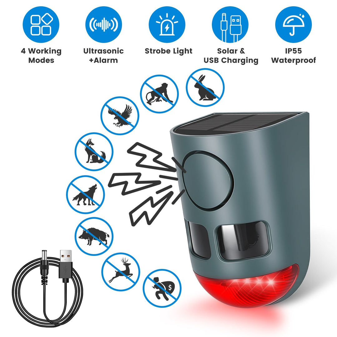 Solar Animal Repeller with Motion Sensor & Ultrasonic Sound