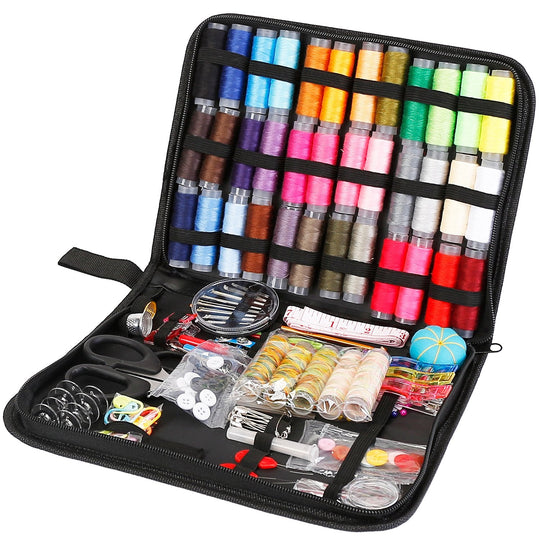 206Pcs Travel Sewing Kit DIY Sewing Supplies Needles Thread Stitching Kit with Scissors Thimble Tape MeasureÊfor Adults Kids Beginners Travelers