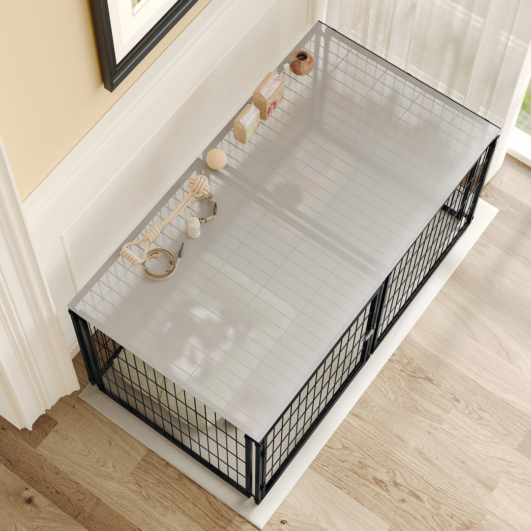 48.2" Indoor Dog Kennel with PVC Top Cover and Flexible Door