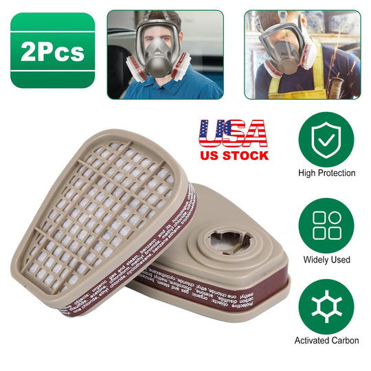 2Pcs 6001 Filter Cartridges Replacement 6001 Organic Vapor Cartridge for Gas Respirator Fit for 6200/7501/7502/6502/6800