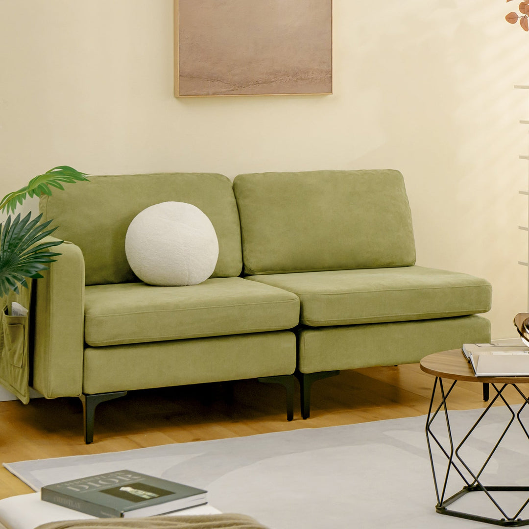Modular 3-Seat L-shaped Sectional Sofa with Reversible Chaise and 2 USB Ports-Green