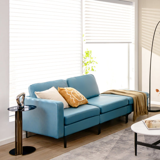 3-Seat Sectional Sofa Couch with Armrest Magazine Pocket and Metal Leg
