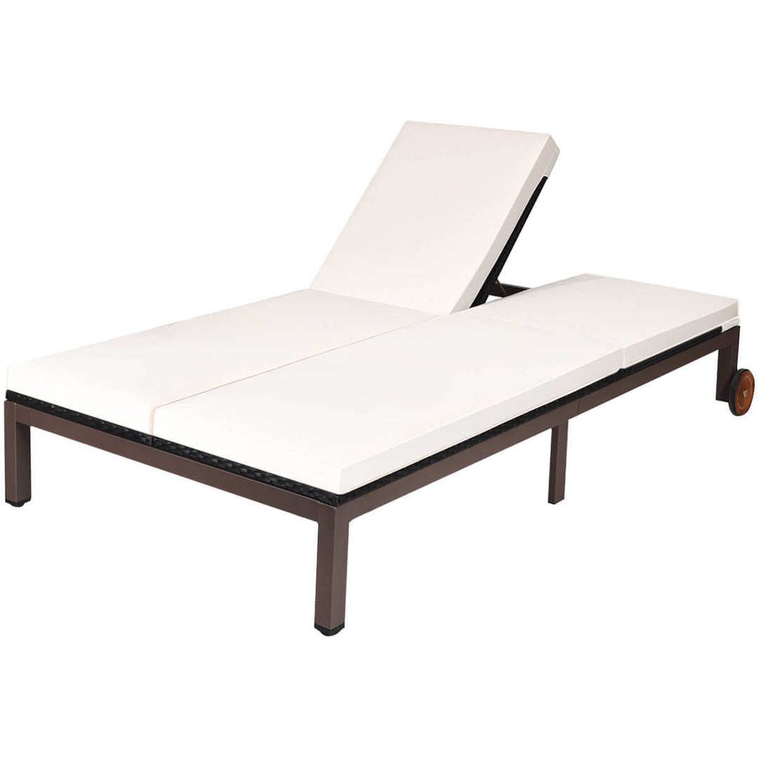 2-Person Patio Rattan Lounge Chair with Adjustable Backrest